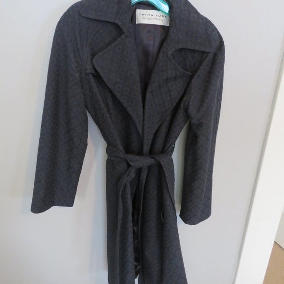 Navy blue jacquered overcoat - Picture 10 of 12